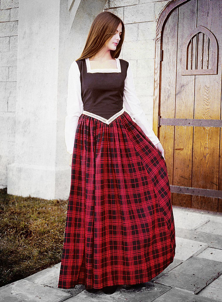 Kleid mit kariertem Rock 
