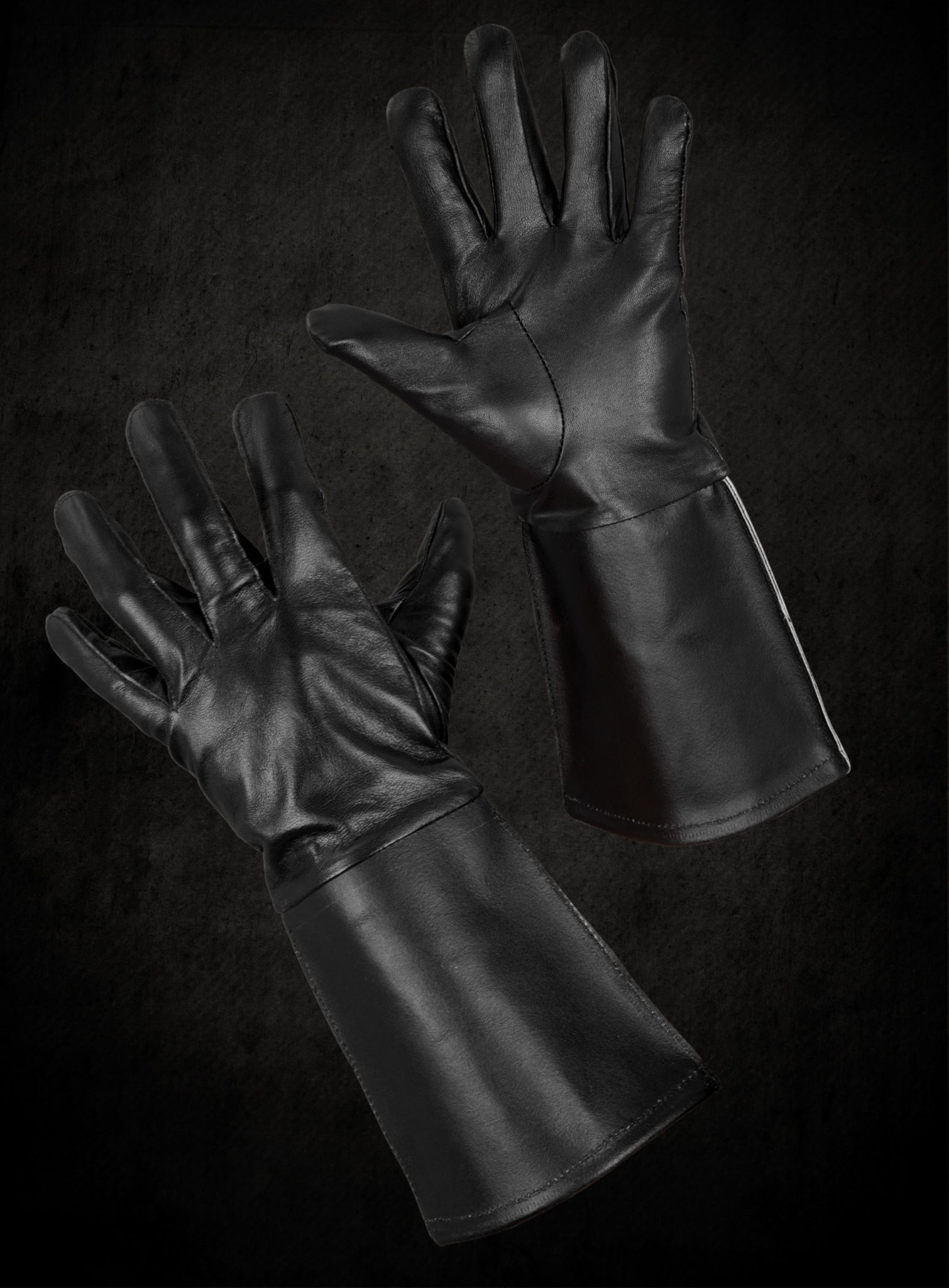 Schwarze Handschuhe mit Ärmelstulpen 