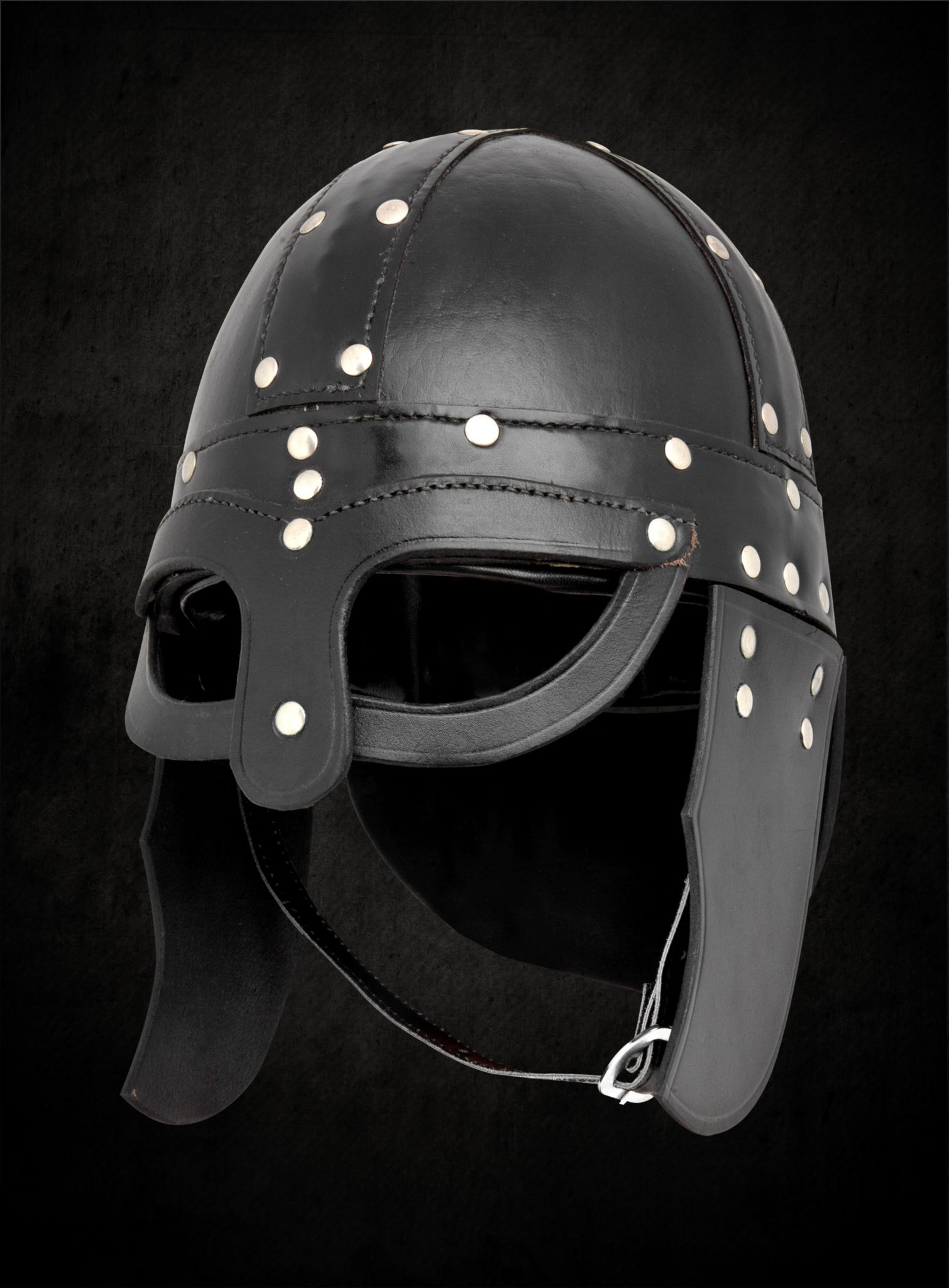 Brillenhelm mit Wangenklappen und Nackenschutz 