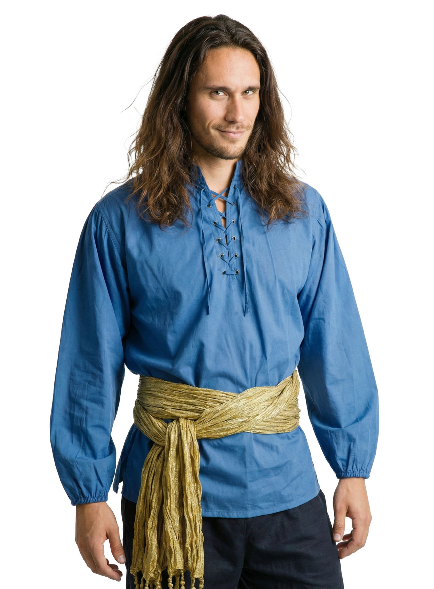 Weites Baumwollhemd blau 