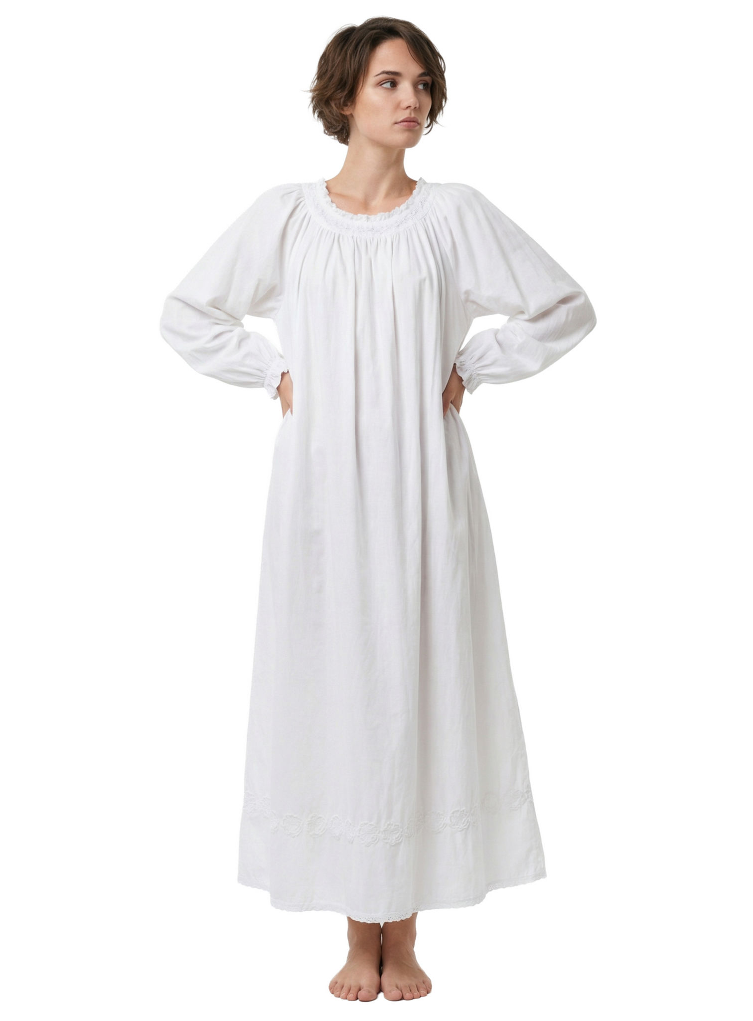 Chemise mit Spitzenborte 