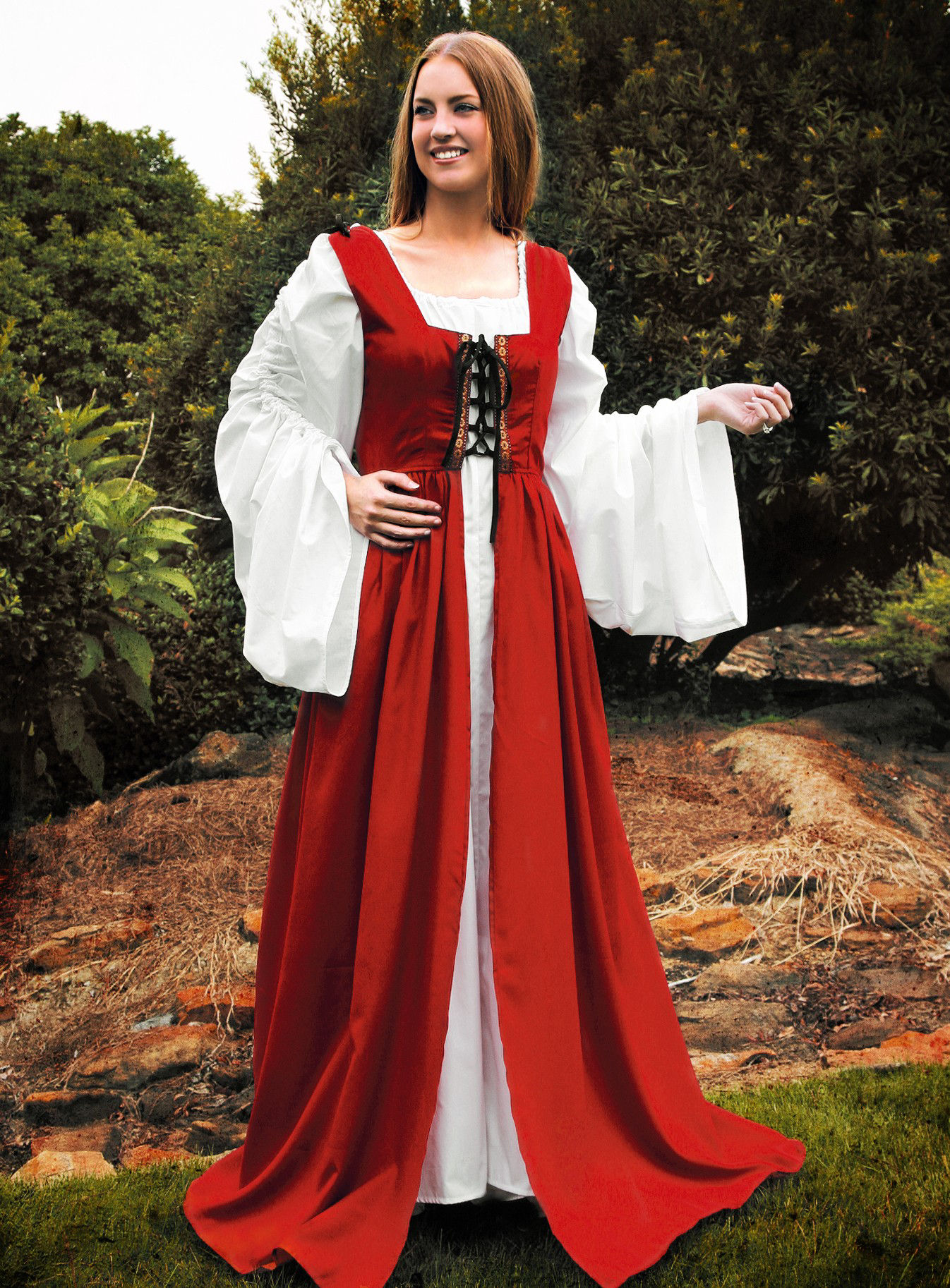 Rotes Kleid mit Schnürbustier 
