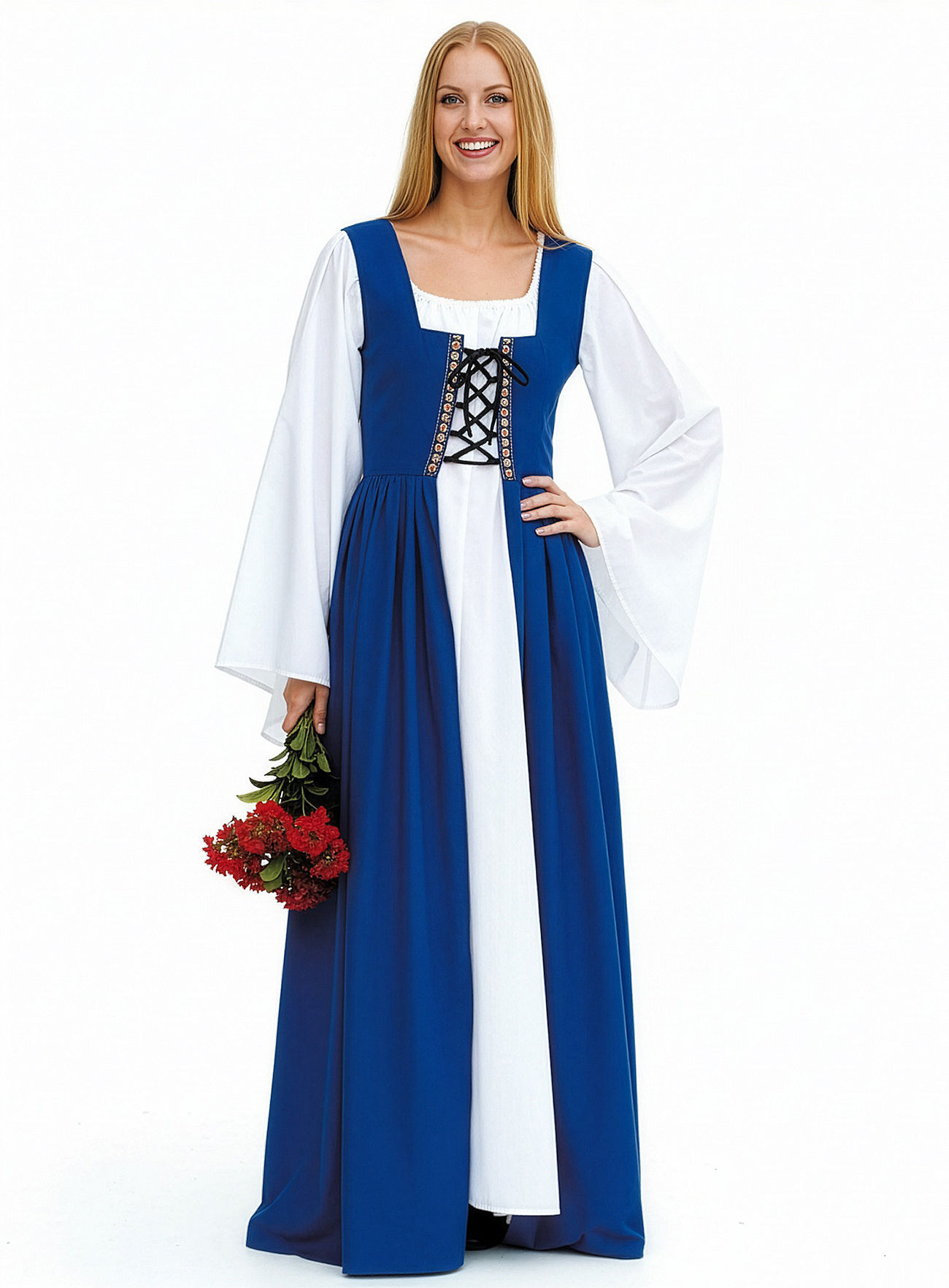 Blaues Kleid mit Schnürbustier 
