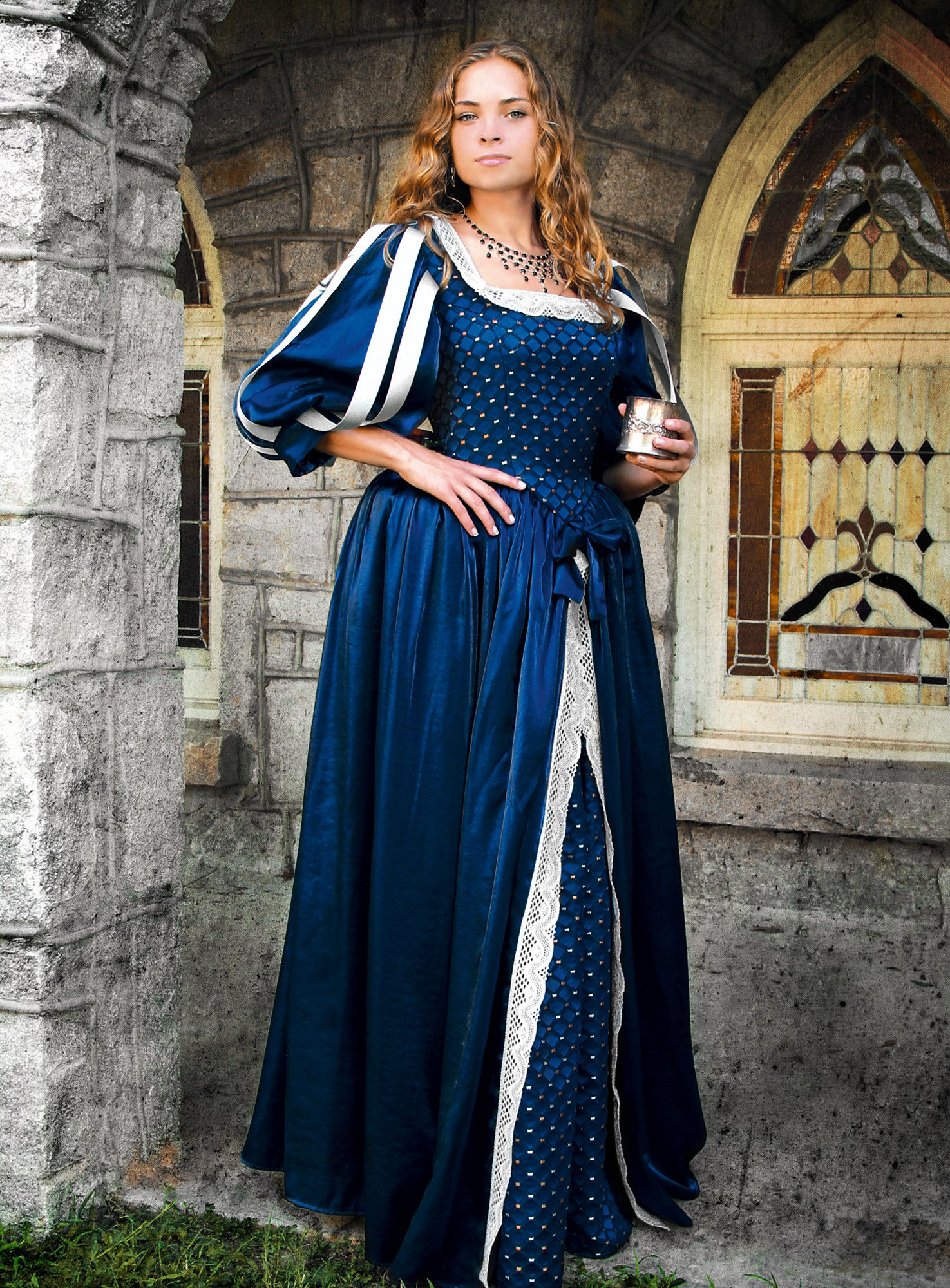 Dunkelblaues Renaissance Gewand 