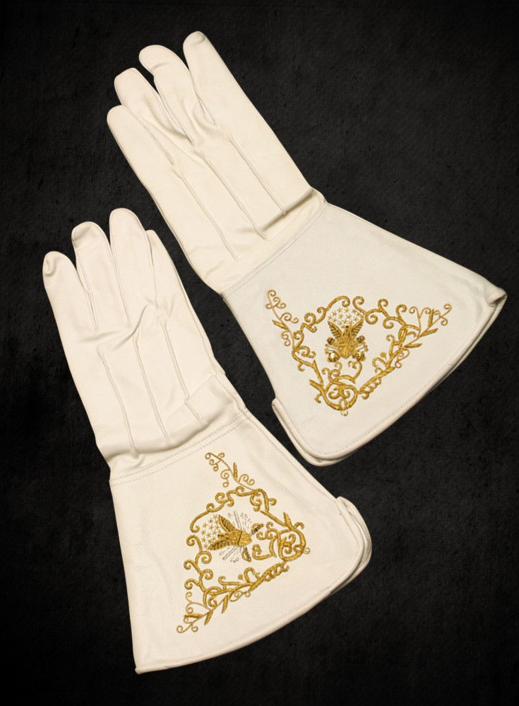 Weiße Uniformhandschuhe aus Leder mit Adler 