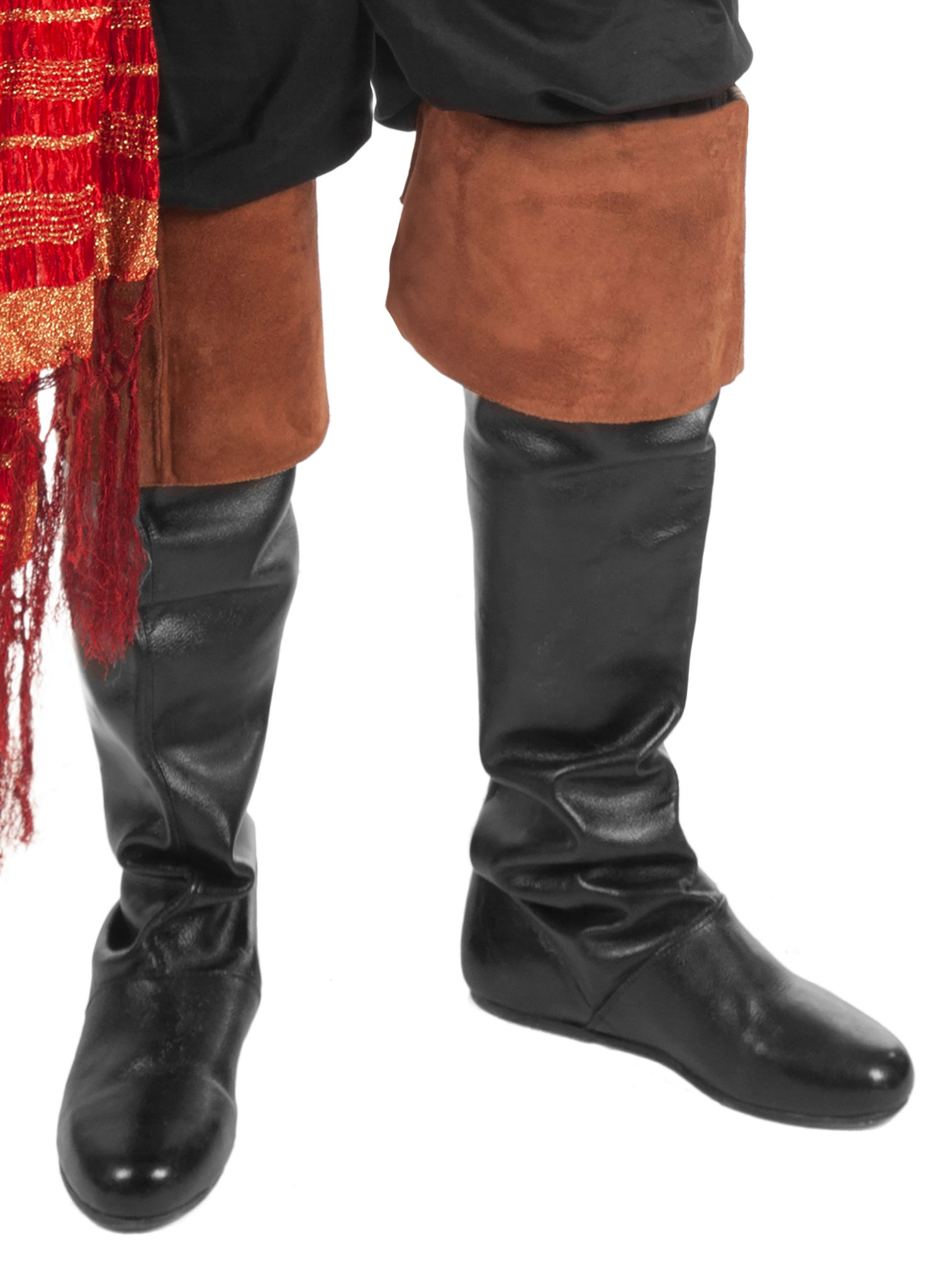 Schwarze Stulpenstiefel mit braunem Umschlag 