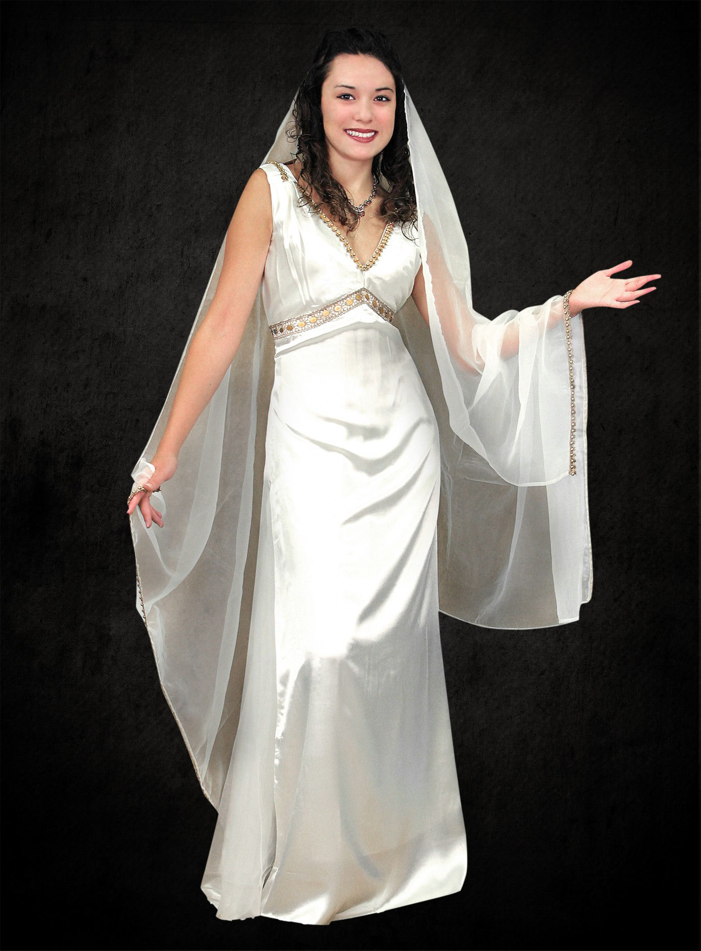 Satin Kleid mit Schleier 