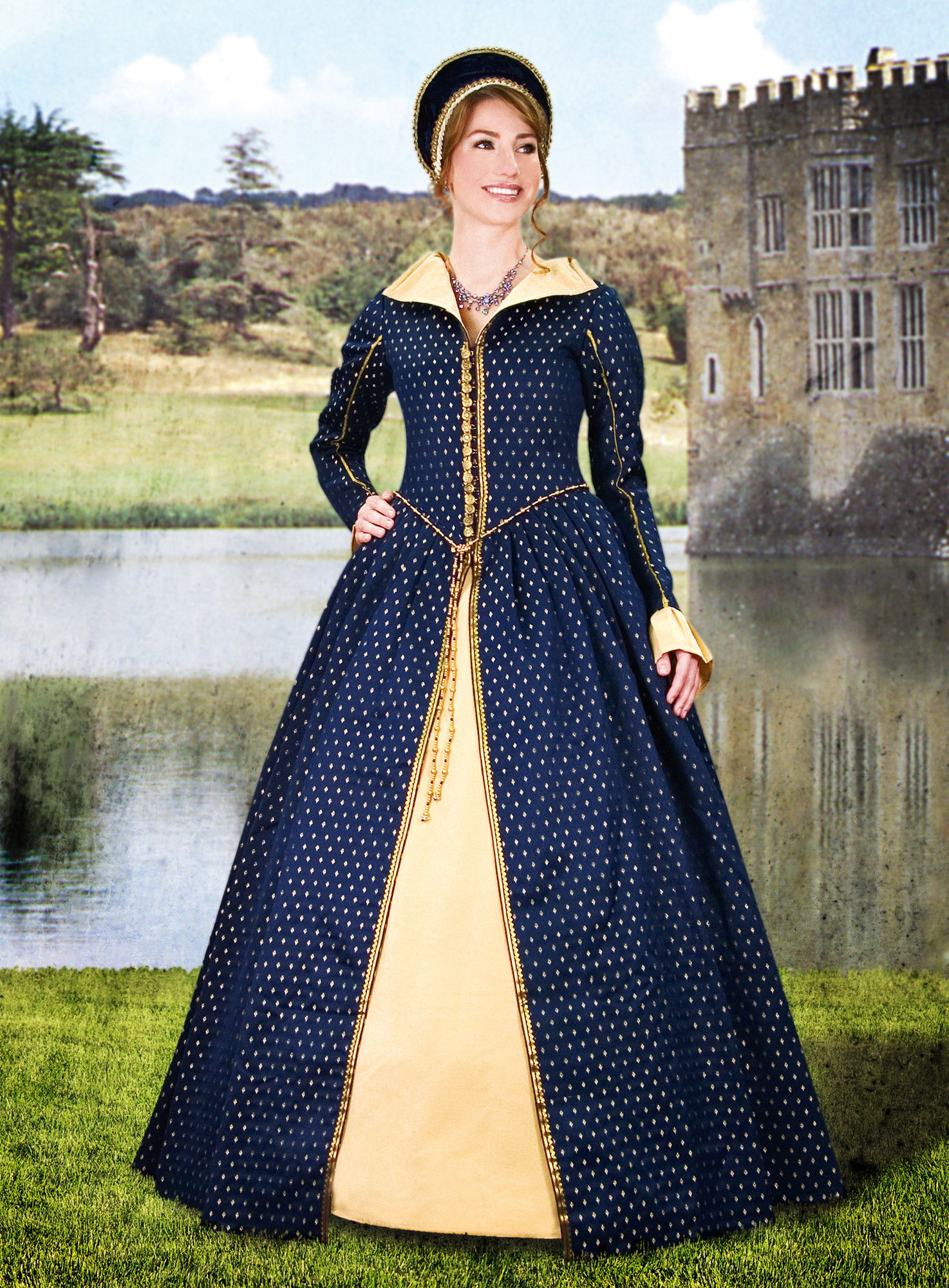 Blaues Hofkleid Spätrenaissance 