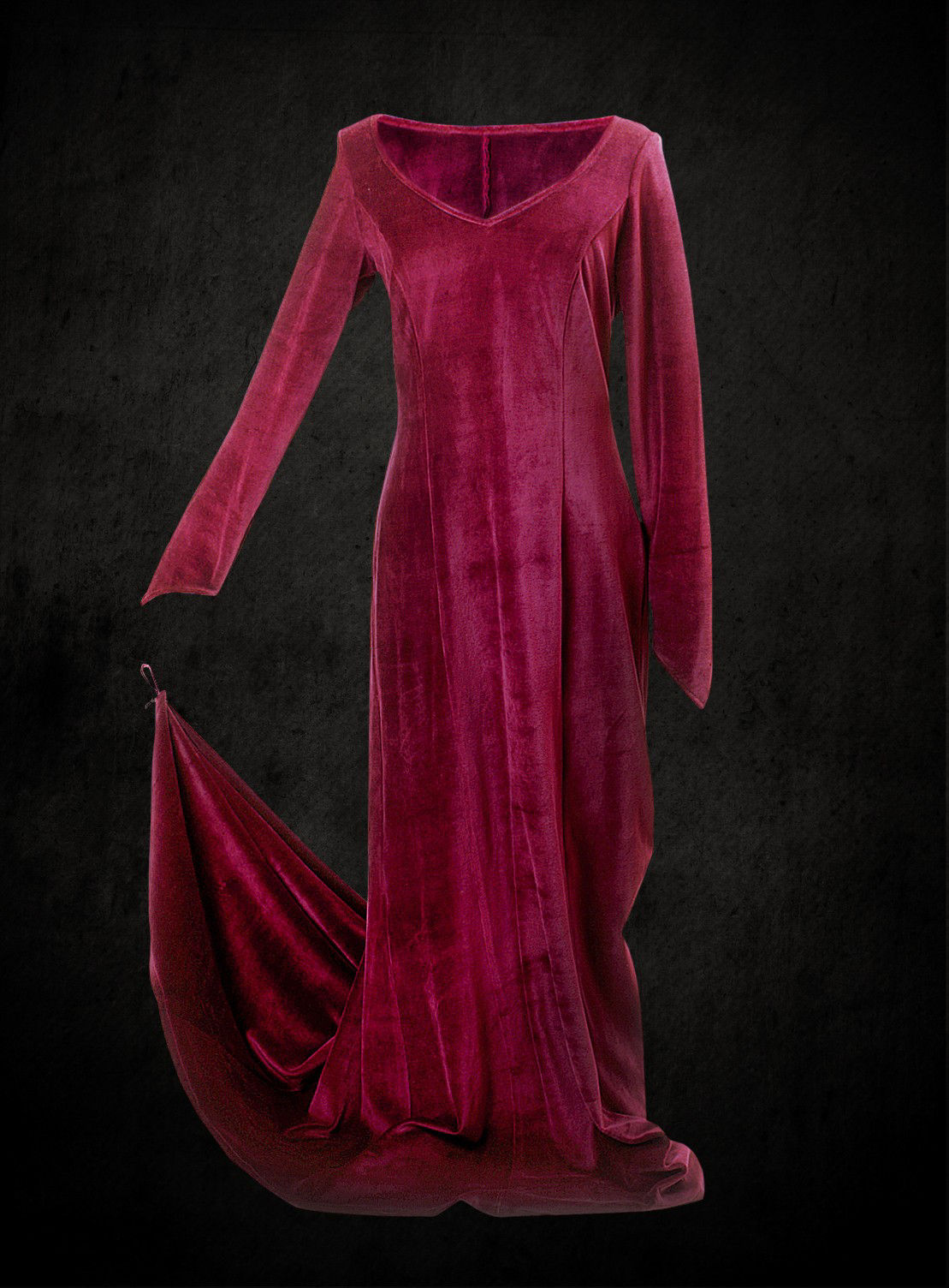Burgunderfarbenes Samtkleid 