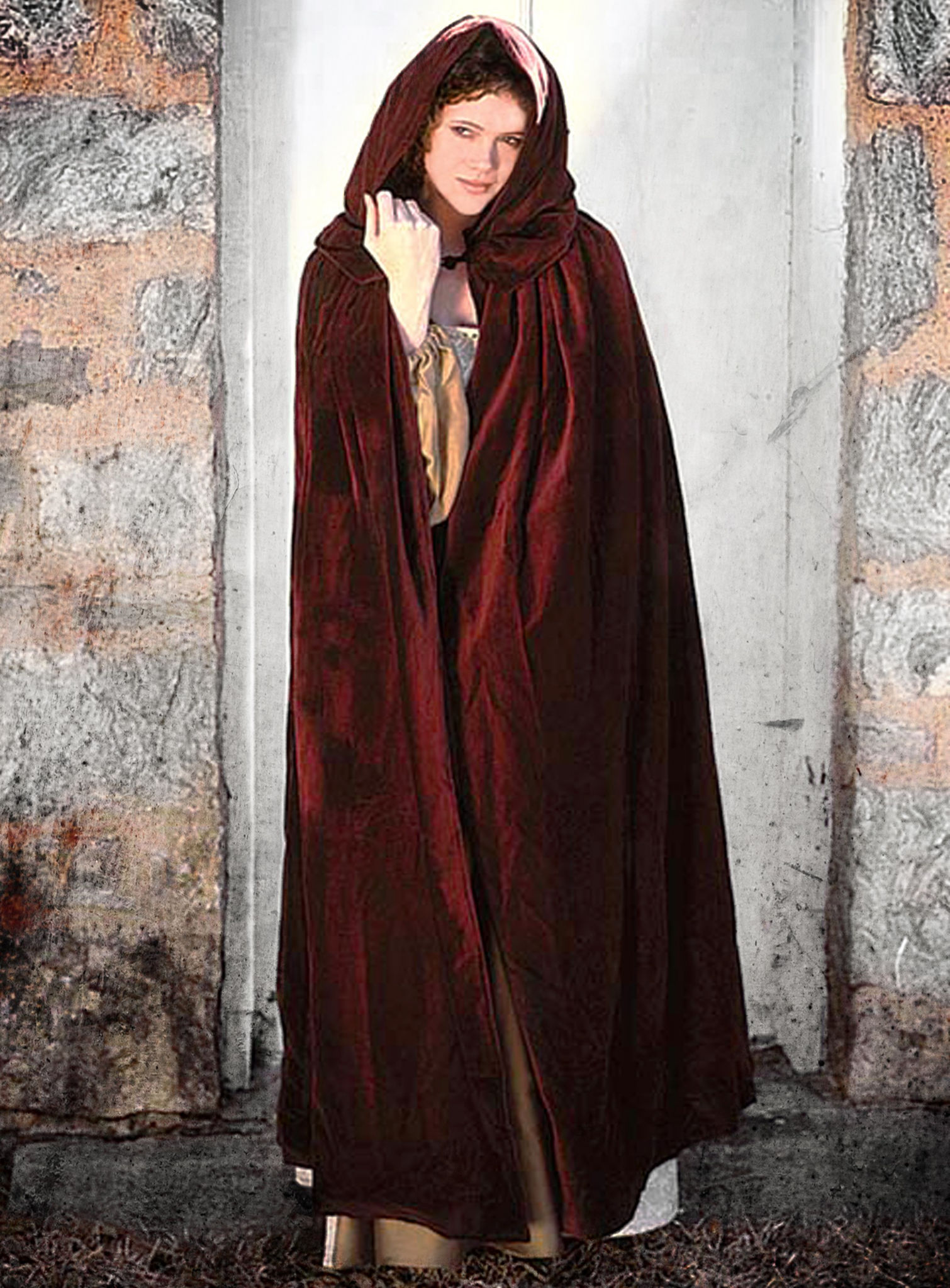 Wine Red Cape with Hood