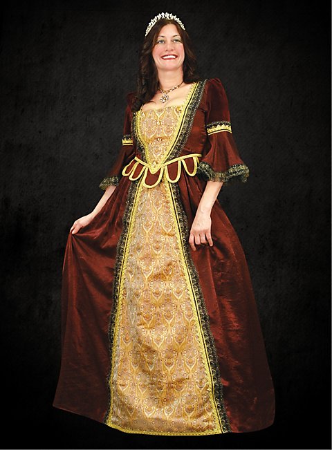 Red Renaissance Dress with Trumpet Sleeves