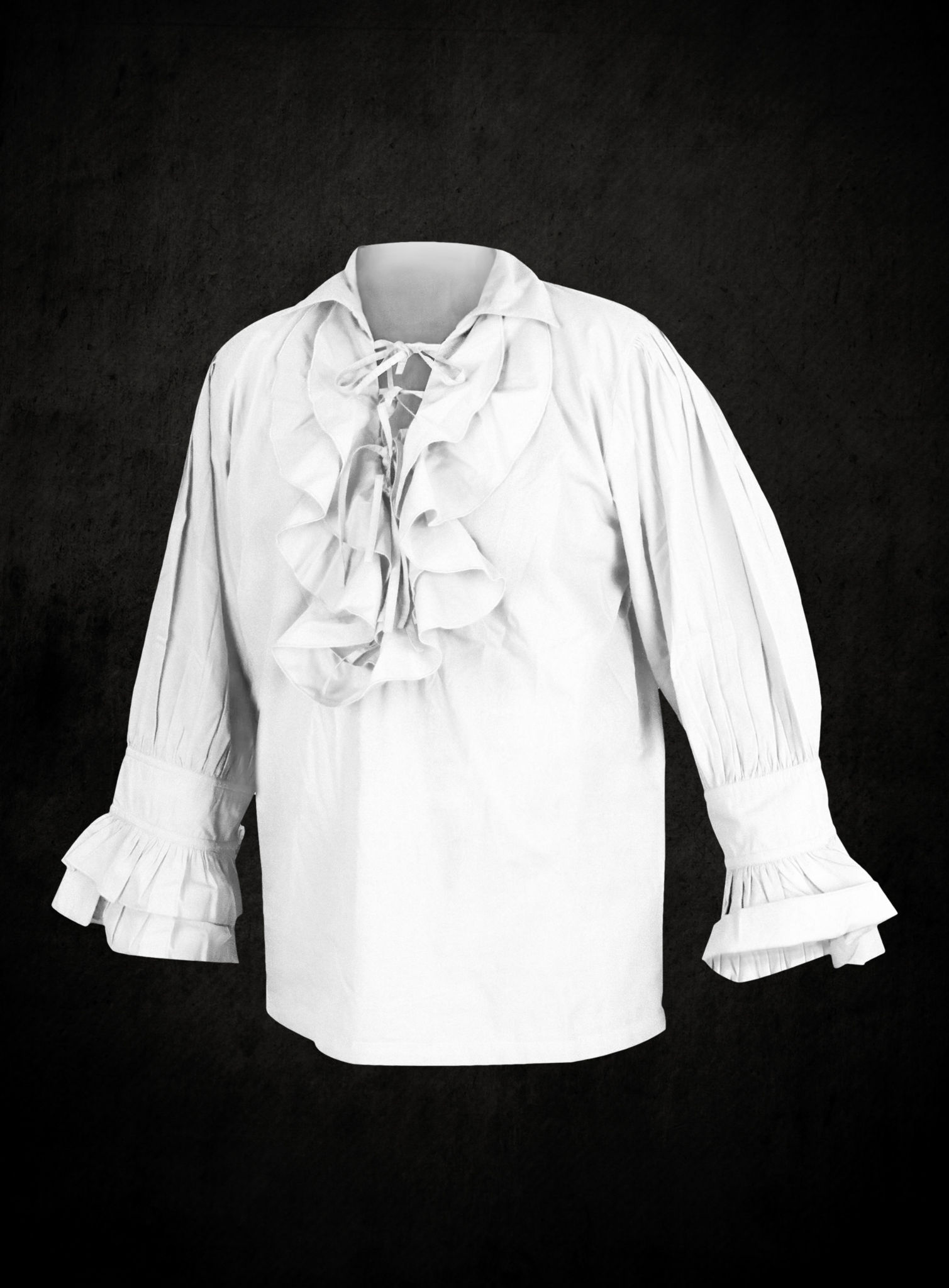White Poet Shirt - High quality shirt with ruching and lacing
