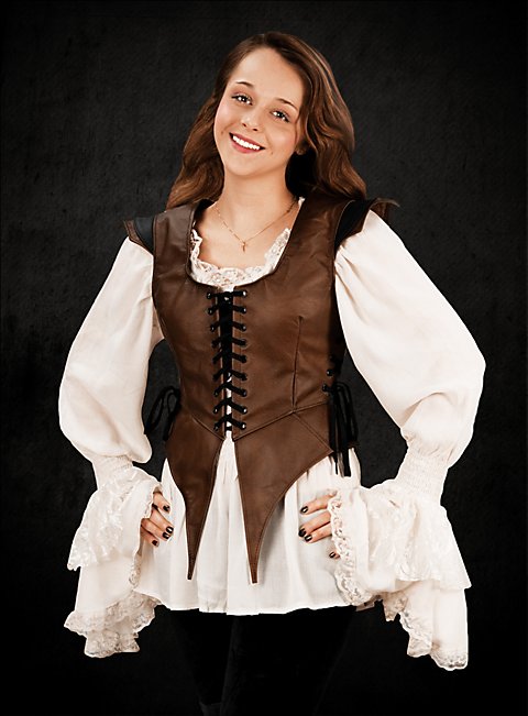Brown Leather Bodice - Bodice with lacing for fantasy garb